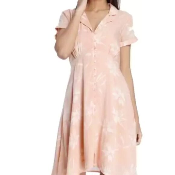 Vero Moda Collared Peach Button Up Vacation Dress Size M - Picture 1 of 5